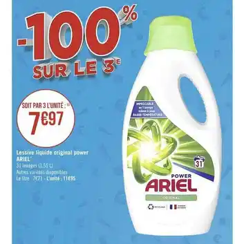 Casino Supermarchés Lessive liquide original power ariel offre
