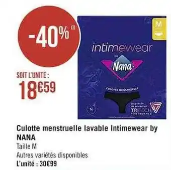Casino Supermarchés Culotte menstruelle lavable intimewear by nana offre