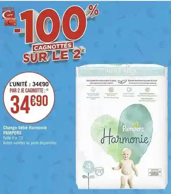 Casino Supermarchés Change bébé harmonie pampers offre