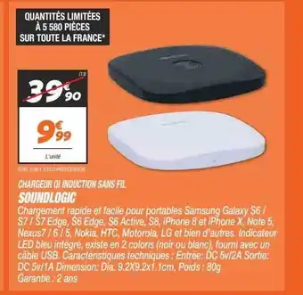 Netto Chargeur qi induction sans fil soundlogic offre
