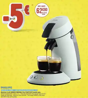 Casino Supermarchés Machine à café senseo original plus csa210-23 menthe pâle philips offre