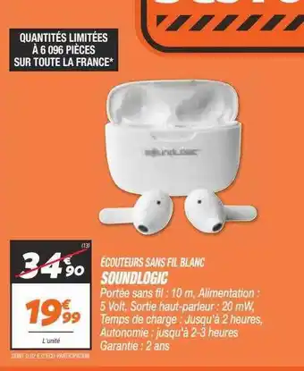 Netto Écouteurs sans fil blanc soundlogic offre