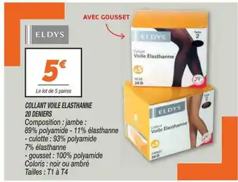 Collant voile élasthanne 20 deniers eldys
