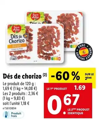 Lidl Dés de chorizo offre