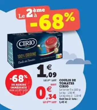 Super U CIRIO coulis de tomates offre