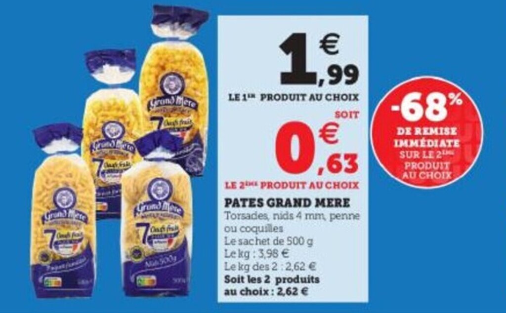 Promo Pates grand mere chez Super U