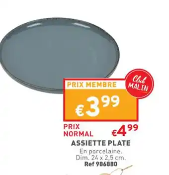 Trafic Assiette plate offre