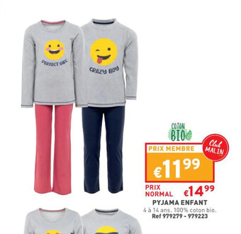 Trafic Pyjama enfant offre
