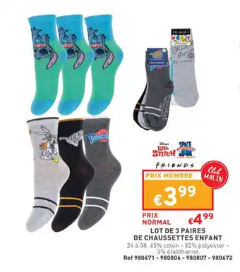 Trafic Lot de 3 paires de chaussettes enfant offre