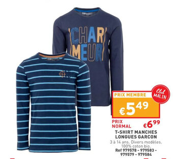 Trafic T-shirt manches longues garcon offre