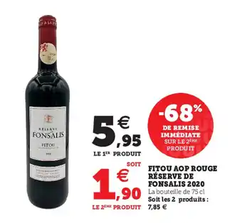 Super U Fitou aop rouge réserve de fonsalis 2020 offre