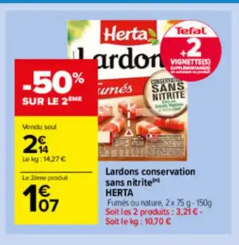 Carrefour Market Lardons conservation sans nitrite Herta offre