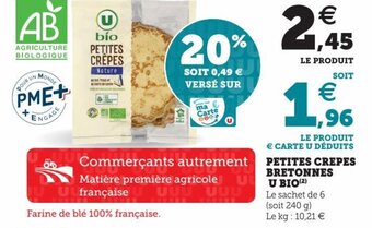 Hyper U Petites Crepes  Bretonnes U Bio offre