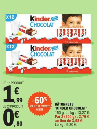 E.Leclerc Kinder Bâtonnets Chocolat offre