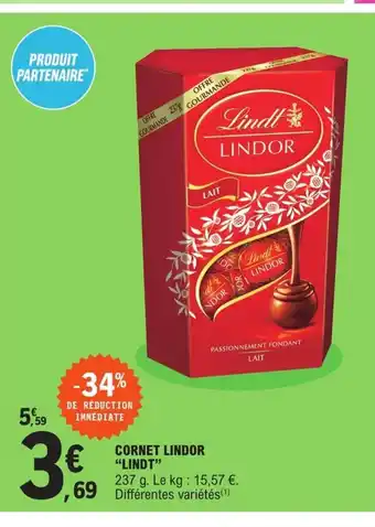 E.Leclerc Lindt Cornet Lindor offre
