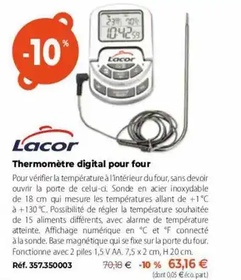 Mathon Lacor thermomètre digital pour four offre
