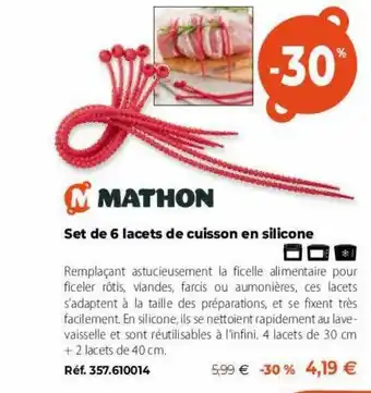 Mathon set de 6 lacets de cuisson en silicone