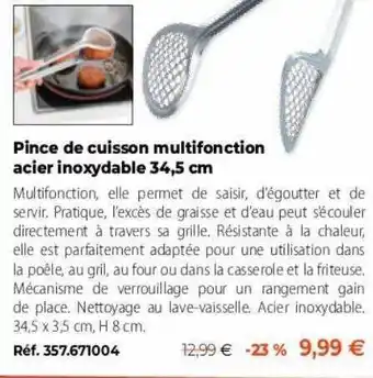 Mathon Pince de cuisson multifonction acier inoxydable offre