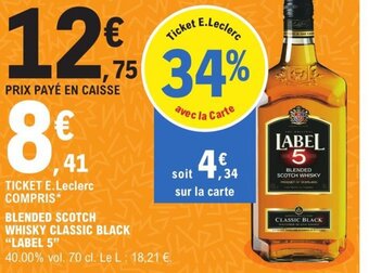 E.Leclerc Label 5 Blended Scotch Whisky Classic Black offre