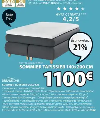 JYSK Sommier Tapissier Gold C45 offre