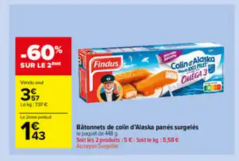 Carrefour Market Bâtonnets de colin a'Alaska panés surgelés offre