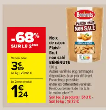 Noix de cajou Plaisir non salé Bénénuts