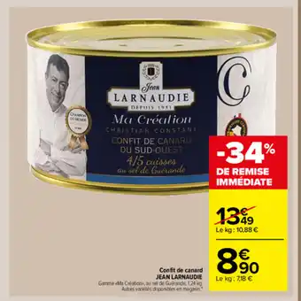 Carrefour Market Confit de canard Jean Larnaudie offre