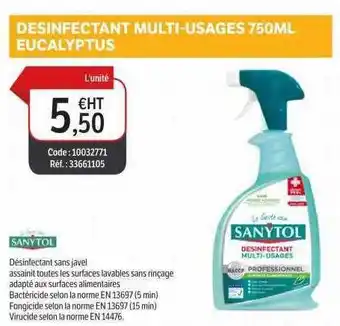 DomPro Désinfectant multi-usages 750ml eucalyptus sanytol offre