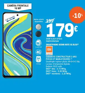 E.Leclerc Smartphone Redmi Note 9S BLEU offre