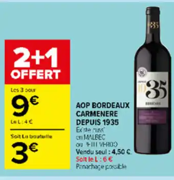Carrefour Market Aop Bordeaux Carmenere offre