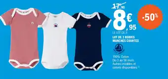E.Leclerc LOT DE 3 BODIES MANCHES COURTES offre