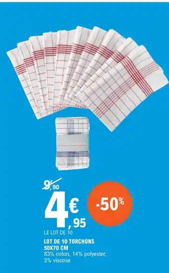 E.Leclerc LOT DE 10 TORCHONS 50X70 CM offre