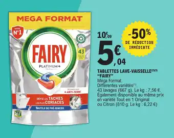 E.Leclerc Fairy Tablettes Lave-Vaisselle offre