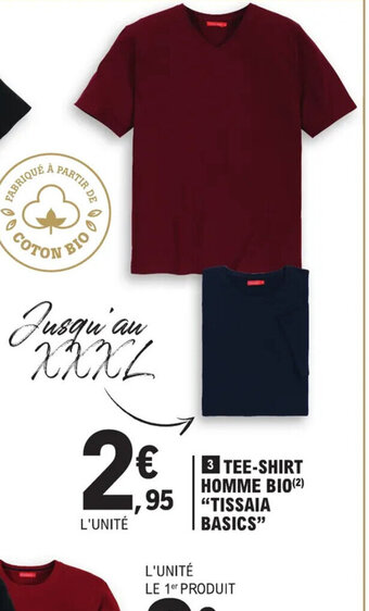 E.Leclerc Tissaia Basics Tee-Shirt Homme bio offre