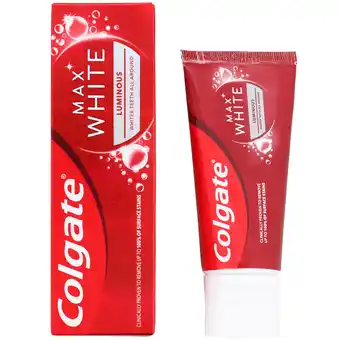 Action Dentifrice colgate max white luminous offre
