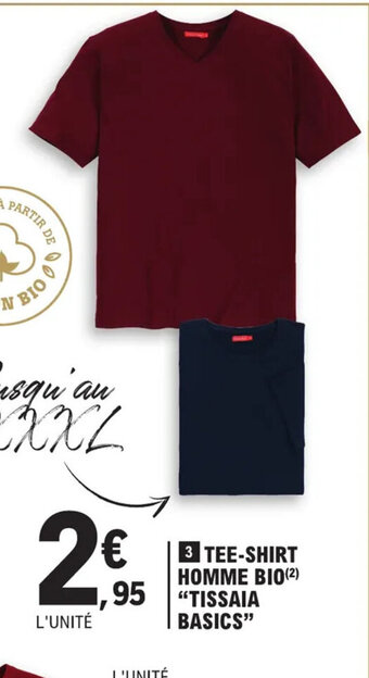 E.Leclerc Tee-Shirt Homme Bio Tissaia Basics offre
