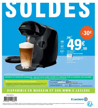 E.Leclerc Cafetières à DOSETTES TASSIMO offre