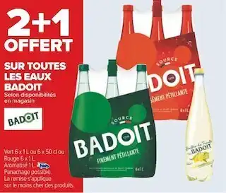 Carrefour Badoit bon plan sur toutes les eaux de la marque badoit offre
