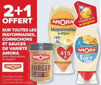 Carrefour Amora bon plan sur toutes les mayonnaises, cornichons et sauces de variété de la marque amora offre