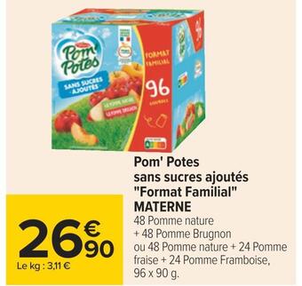 Carrefour Materne pom' potes sans sucres ajoutés "format familial" offre