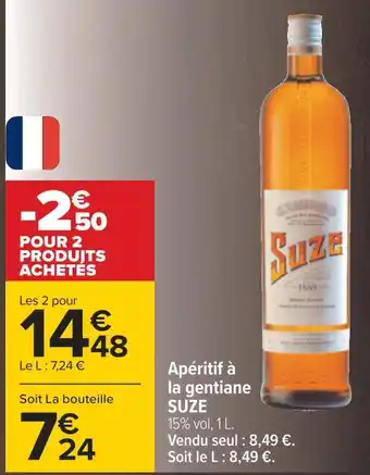 Carrefour Suze apéritif à la gentiane offre