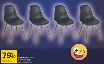 Carrefour Lot de 4 chaises noires offre