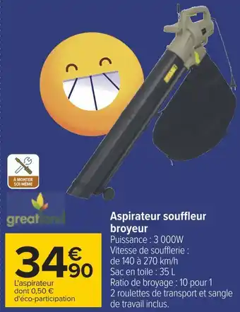 Carrefour Greatland aspirateur souffleur broyeur offre