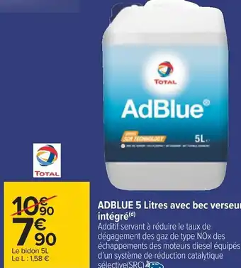 Carrefour Total adblue 5 litres avec bec verseur intégré offre
