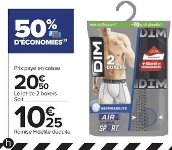 Carrefour Dim boxers homme offre