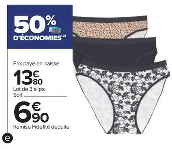 Carrefour Dim slips ''pocket coton x3'' offre