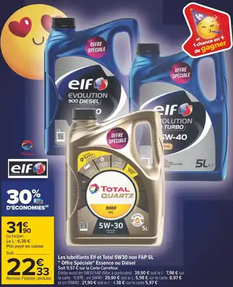 Elf / total les lubrifiants elf et total 5w30 non fap 5l " offre spéciale" essence ou diésel
