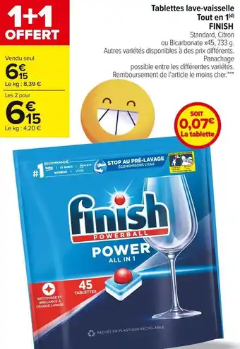 Carrefour Market Finish tablettes lave-vaisselle tout en 1 offre