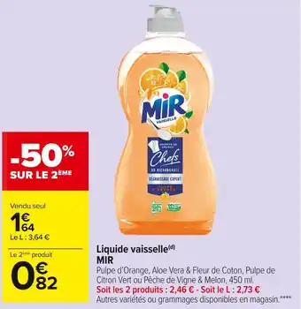 Carrefour Market Mir liquide vaisselle offre