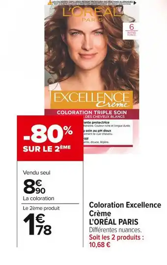 Carrefour Market L’oréal paris coloration excellence crème offre